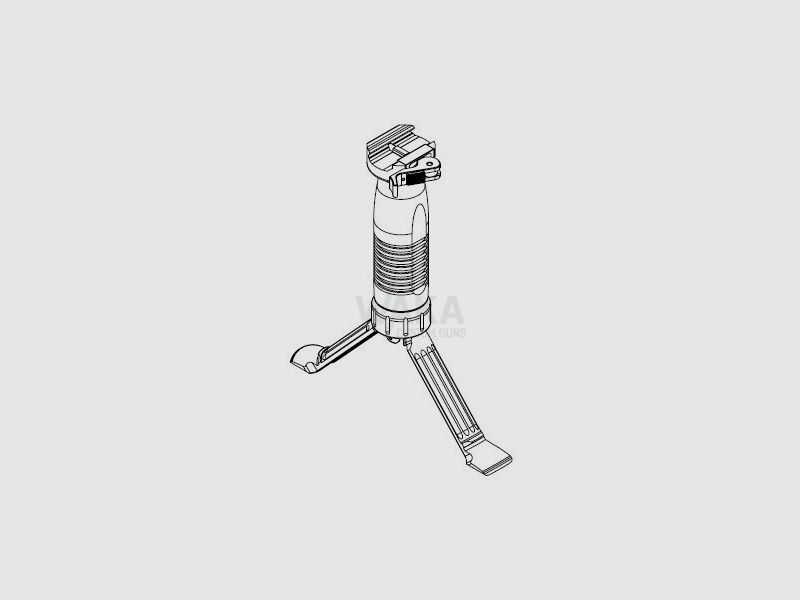 B&T Unigrip QD con impugnatura bipod in plastica, bipiede in alluminio, colore nero, limitazione di rotazione a +15°/-15°
