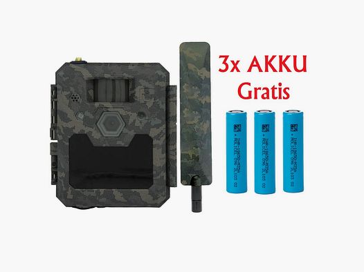 ICU CLOM Cam 6 Funk Wildkamera 4G LTE in bundle con 3x batteria 18650