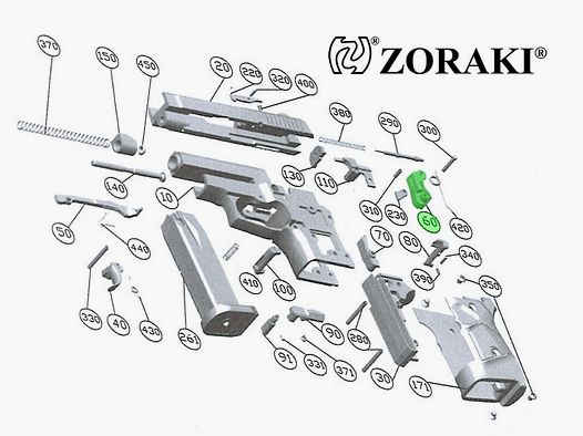 Hahn fĂĽr Schreckschuss Pistole Zoraki 914, Kaliber 9 mm P.A.K., Ersatzteil