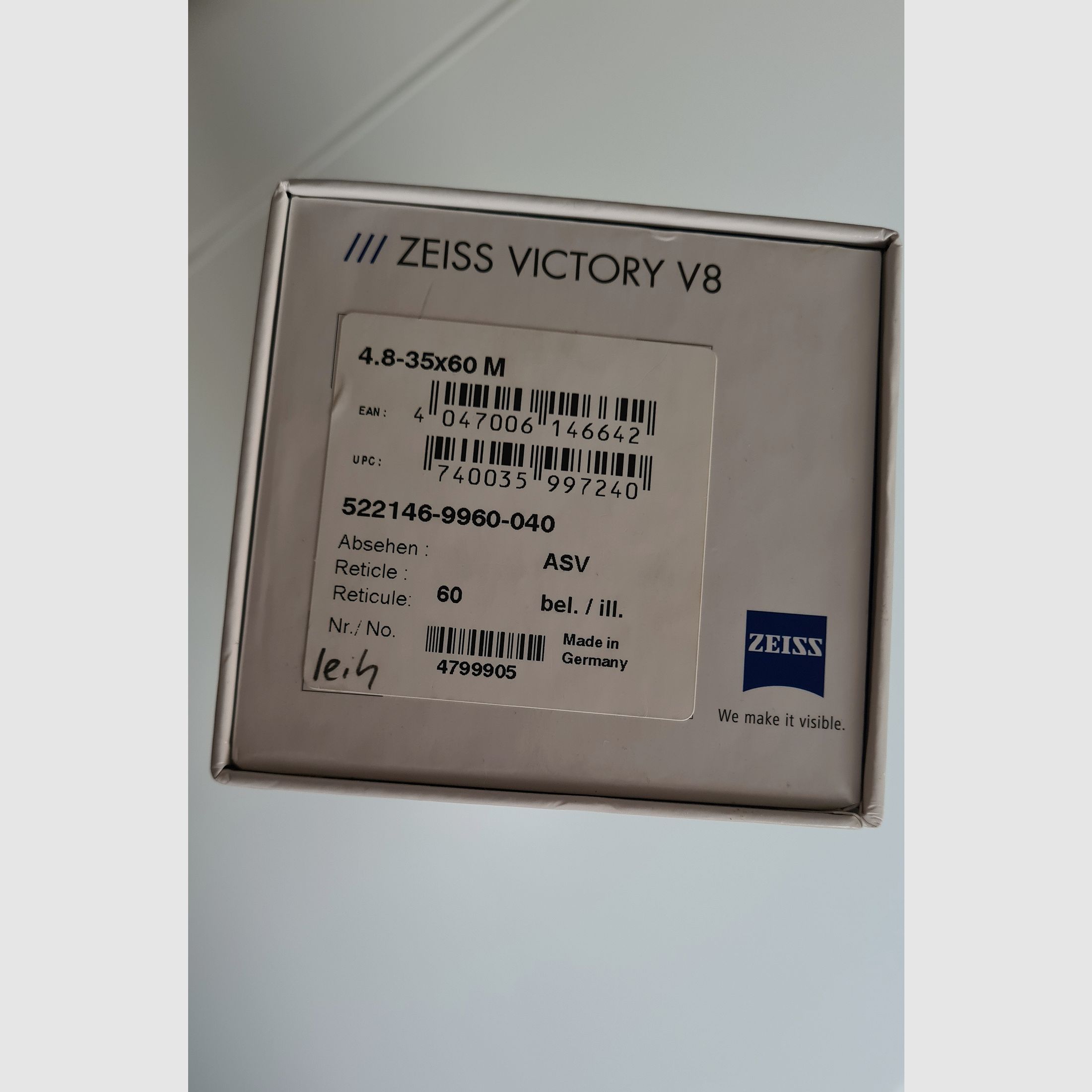 ZEISS Zielfernrohr V8 4,8-35x60 ASV mit Schiene und Rusan Modular FIX / VB