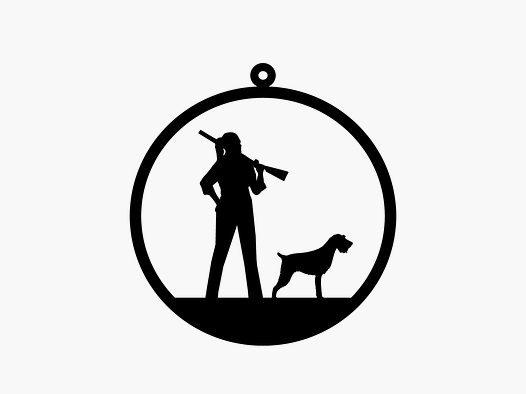 Petit pendentif décoratif "Chasseresse avec chien"