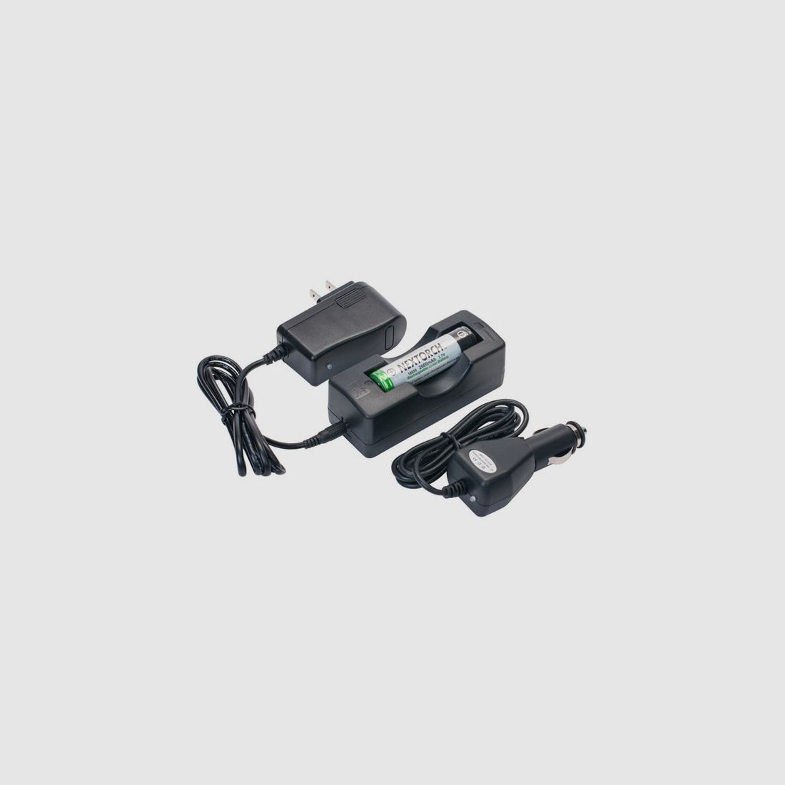 NEXTORCH – 18650 Set – 2600mAh 18650 Lithium-Ion Akku mit Kfz- und Netzladegerät