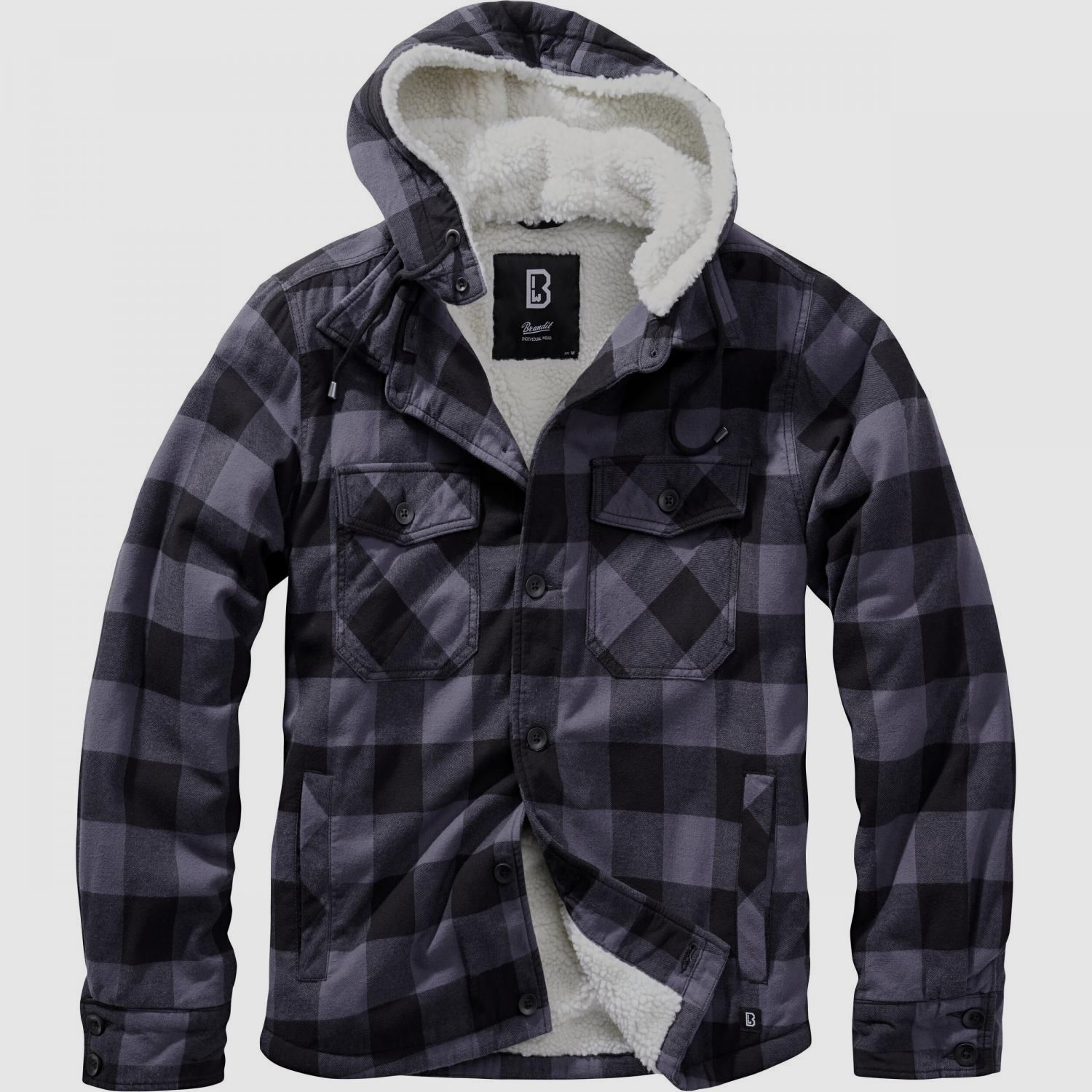Lumber Jacket Hooded Herren, mit Kapuze (Black/Grey)