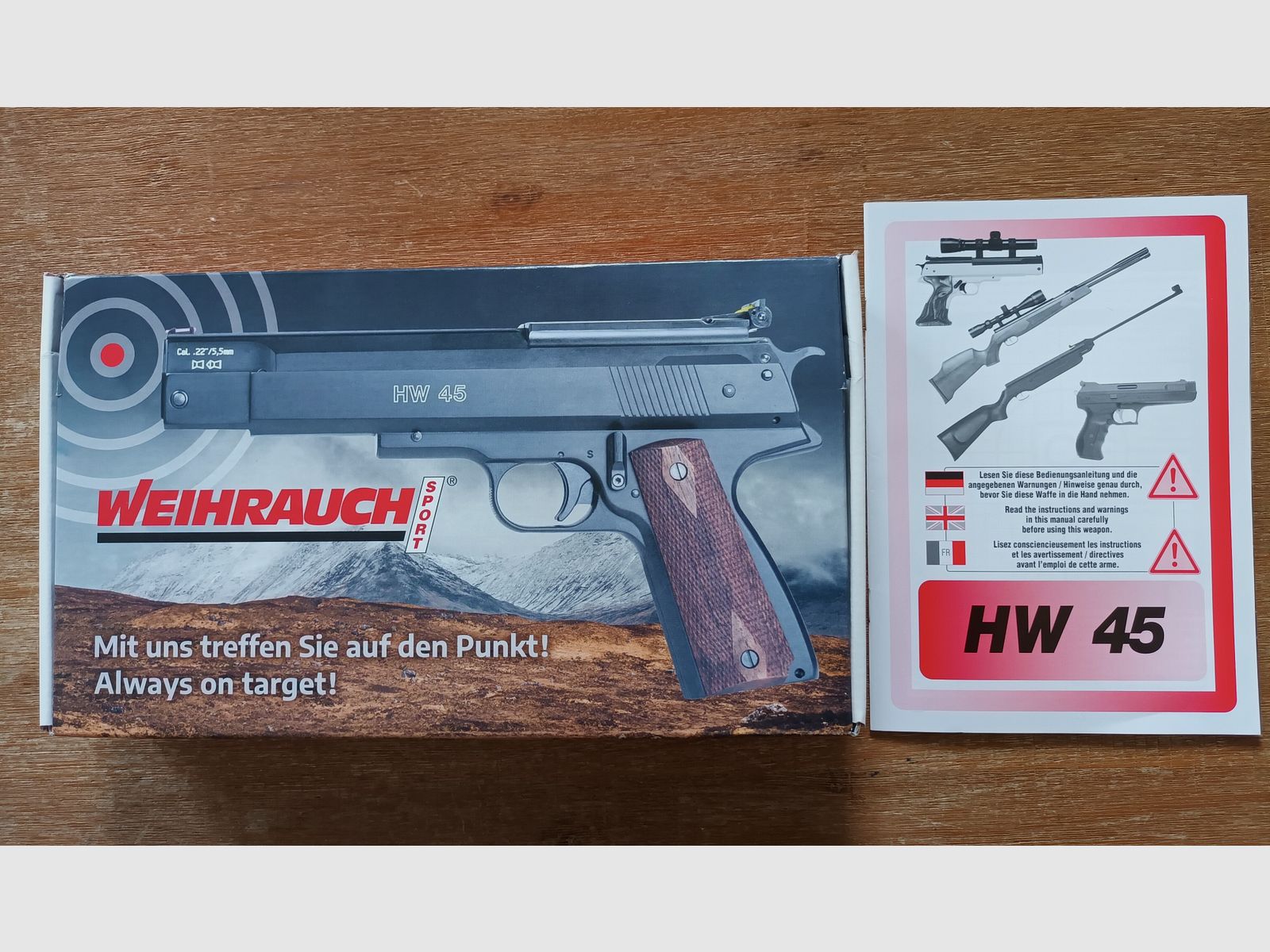 Federdruck Luftpistole Weihrauch HW 45 Black Kaliber 4,5 mm  + Schalldämpfer