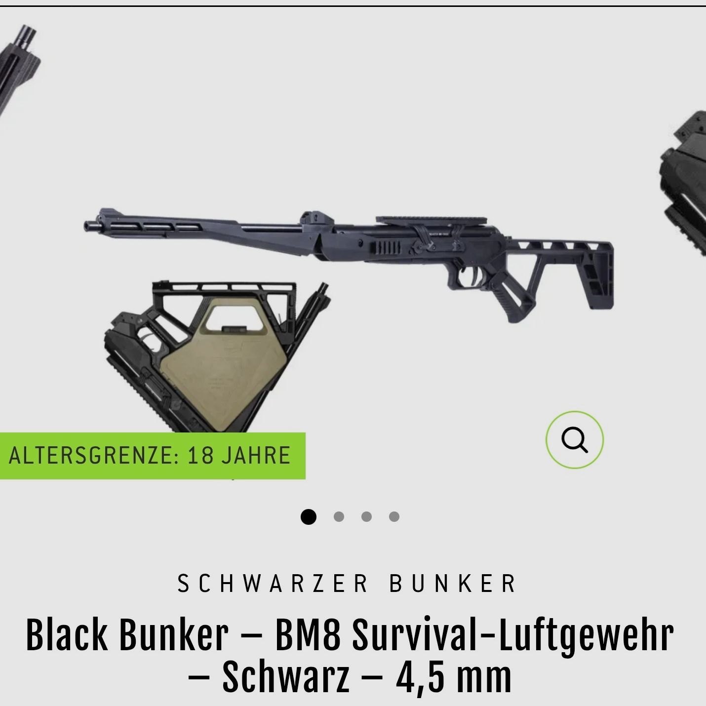 Black Bunker BM8 faltbares Survival Air Gun Luftgewehr Knicklauf Kal. 4,5 mm Diabolo schwarz