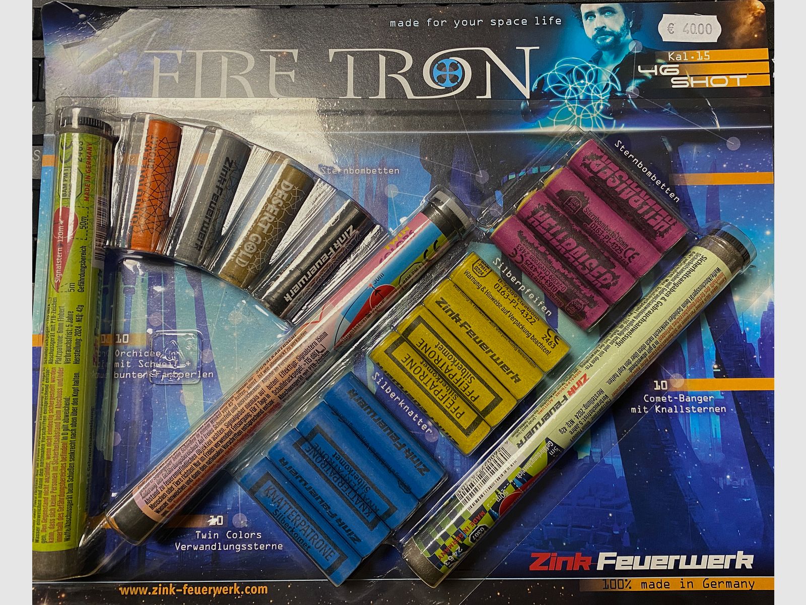 Zink Signal Feuerwerk Fire Tron, 46 Schuss