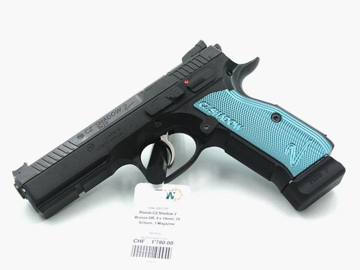CZ Shadow 2 pistool, 9×19, 19 schoten, 3 magazijnen, optic ready