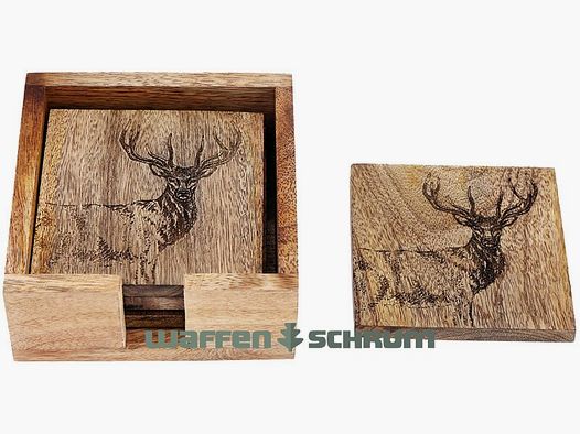 AKAH wooden coasters deer set of 4