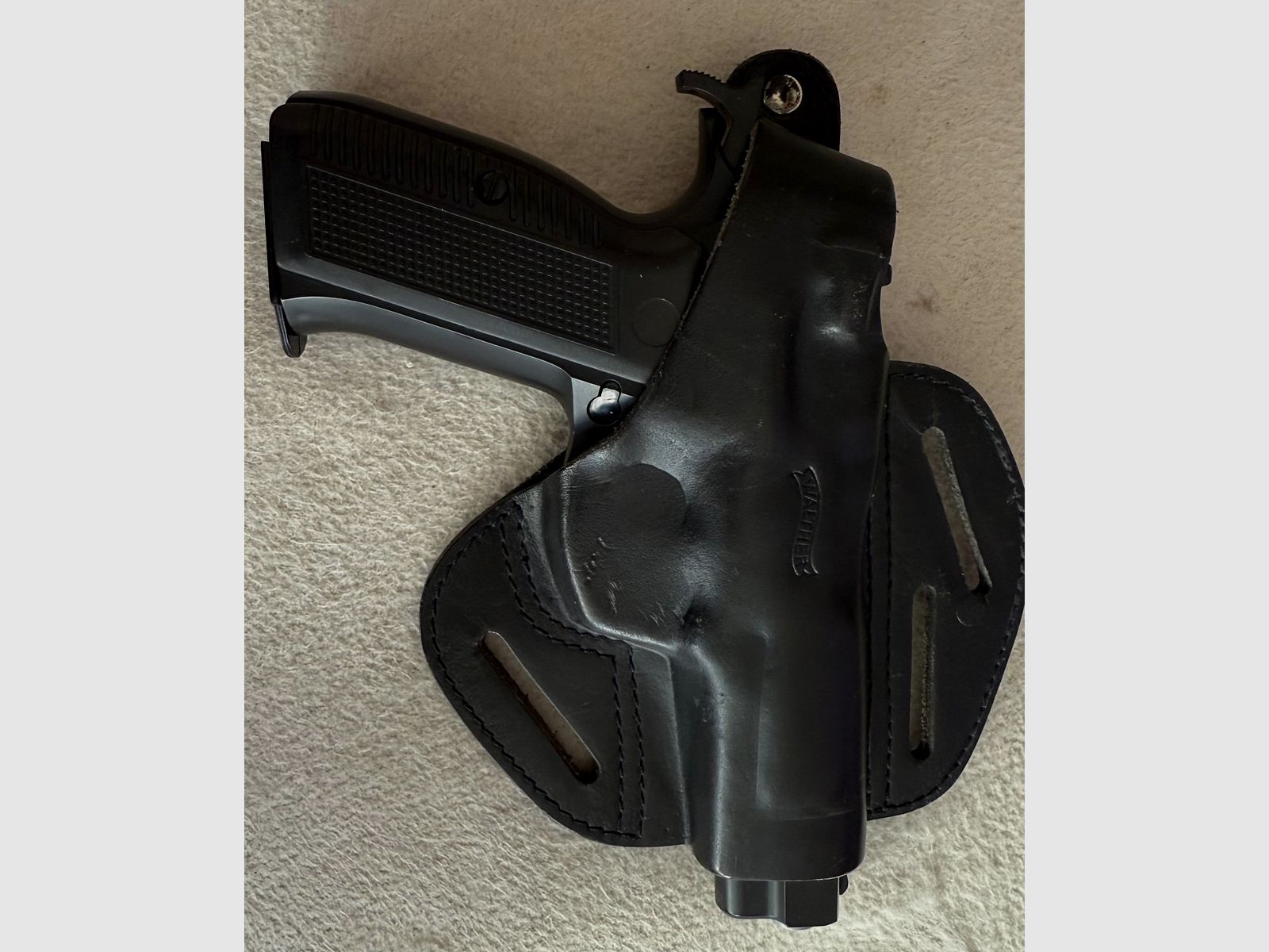 Lederholster Pancake, Walther, Leder schwarz, für CZ75, M75, Tanfoglio u.ä. Modelle 