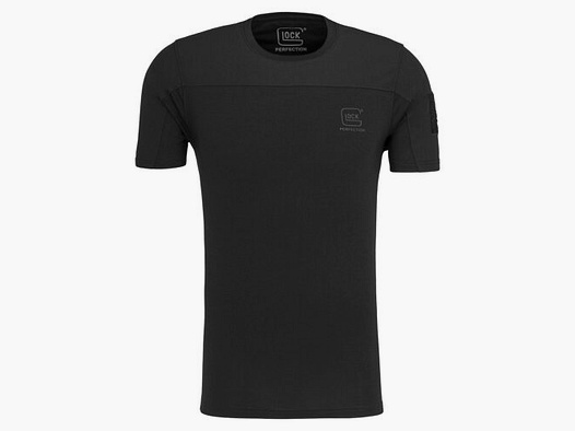 GLOCK Tactical T-Shirt Schwarz – Ripstop-Schultern, Stretch-Torso – Soft-Velcro-Badge – Größe M