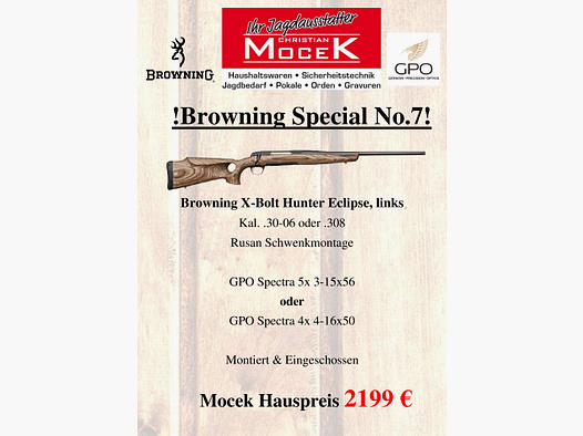 Browning X-Bolt Hunter Eclipse, con GPO Spectra, sinistra