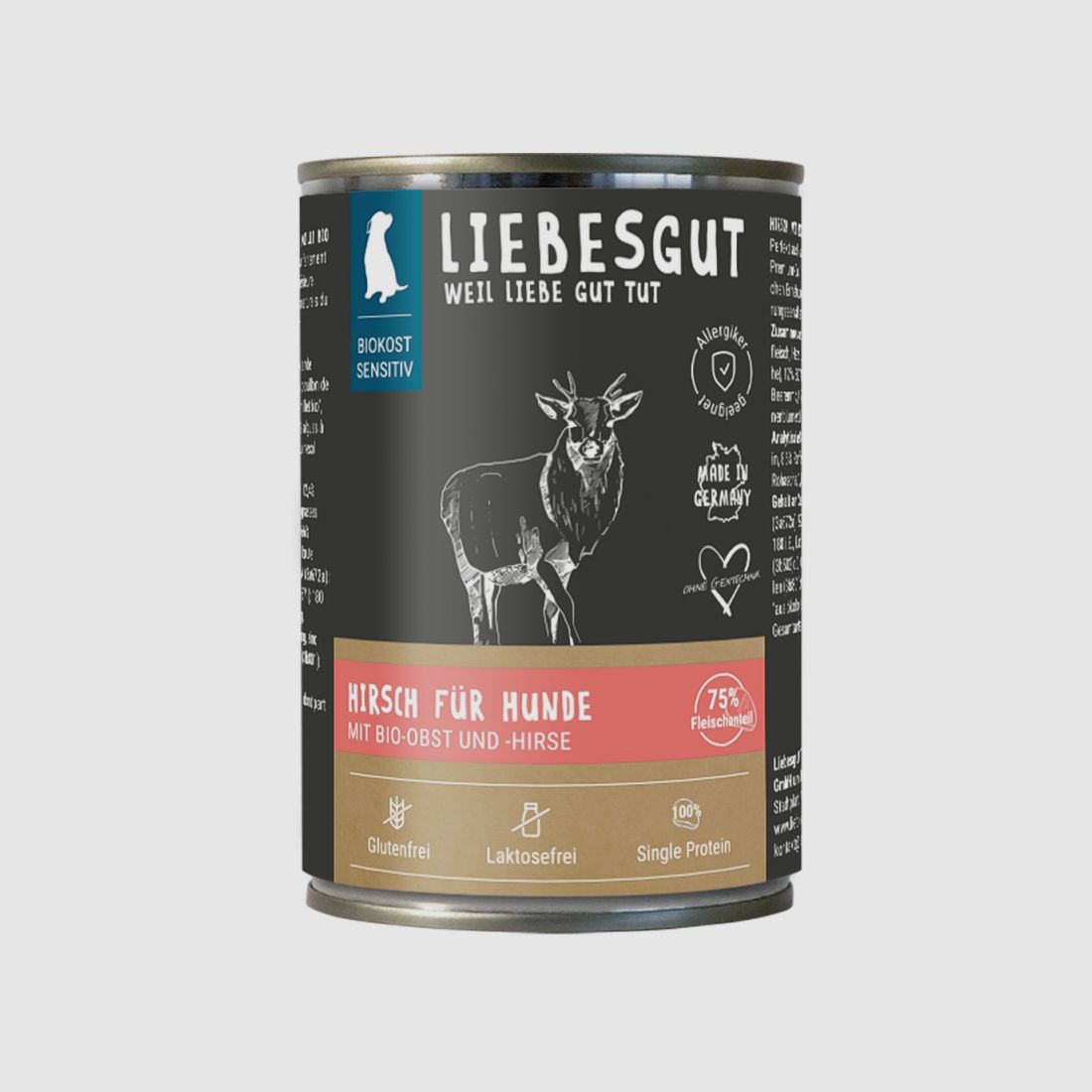 Liebesgut Hundenassfutter Hirsch mit Bio-Obst und Bio-Hirse