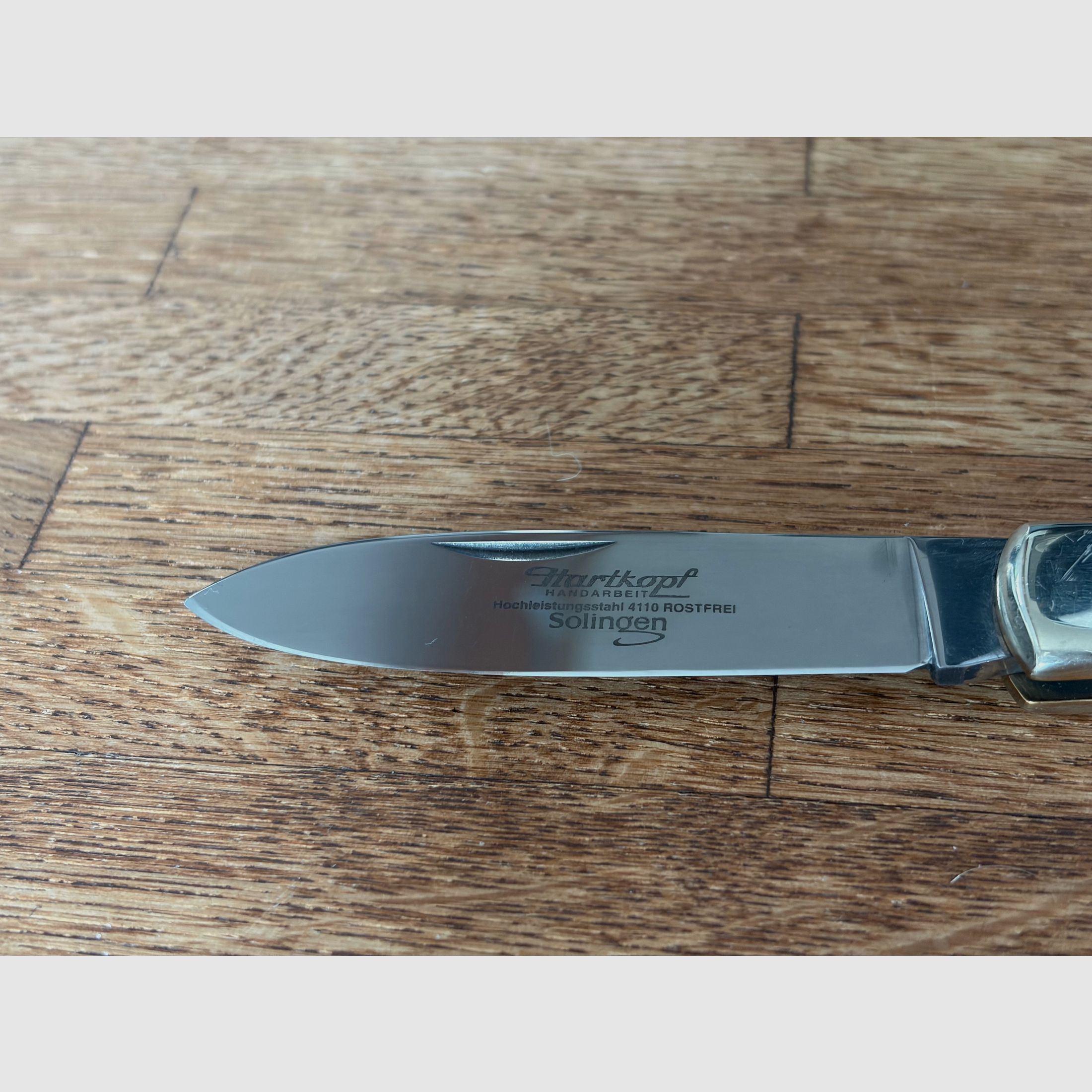 Cuchillo de bolsillo Hartkopf de madera de serpiente – Cuchillo de caballero de Solingen con herrajes de níquel plateado