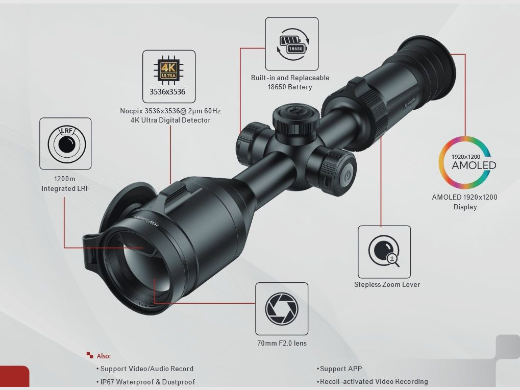 Nocpix Nite D70R Day and Night Thermal Riflescope 4K Ultra, 70 mm Lens, LRF up to 1200 m, image 14 of 15