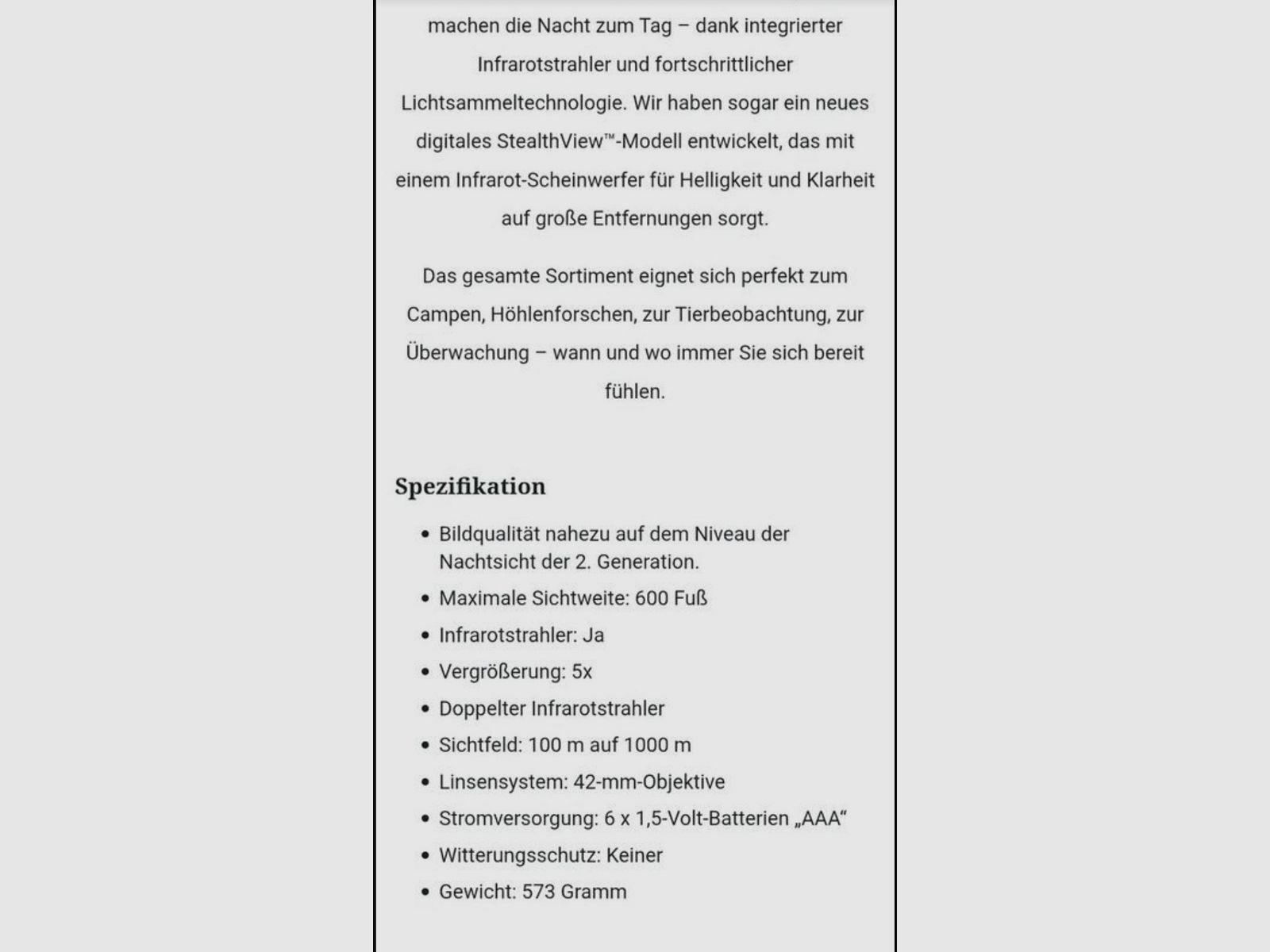 Bushnell Night Vision Device 5x42 Hunting