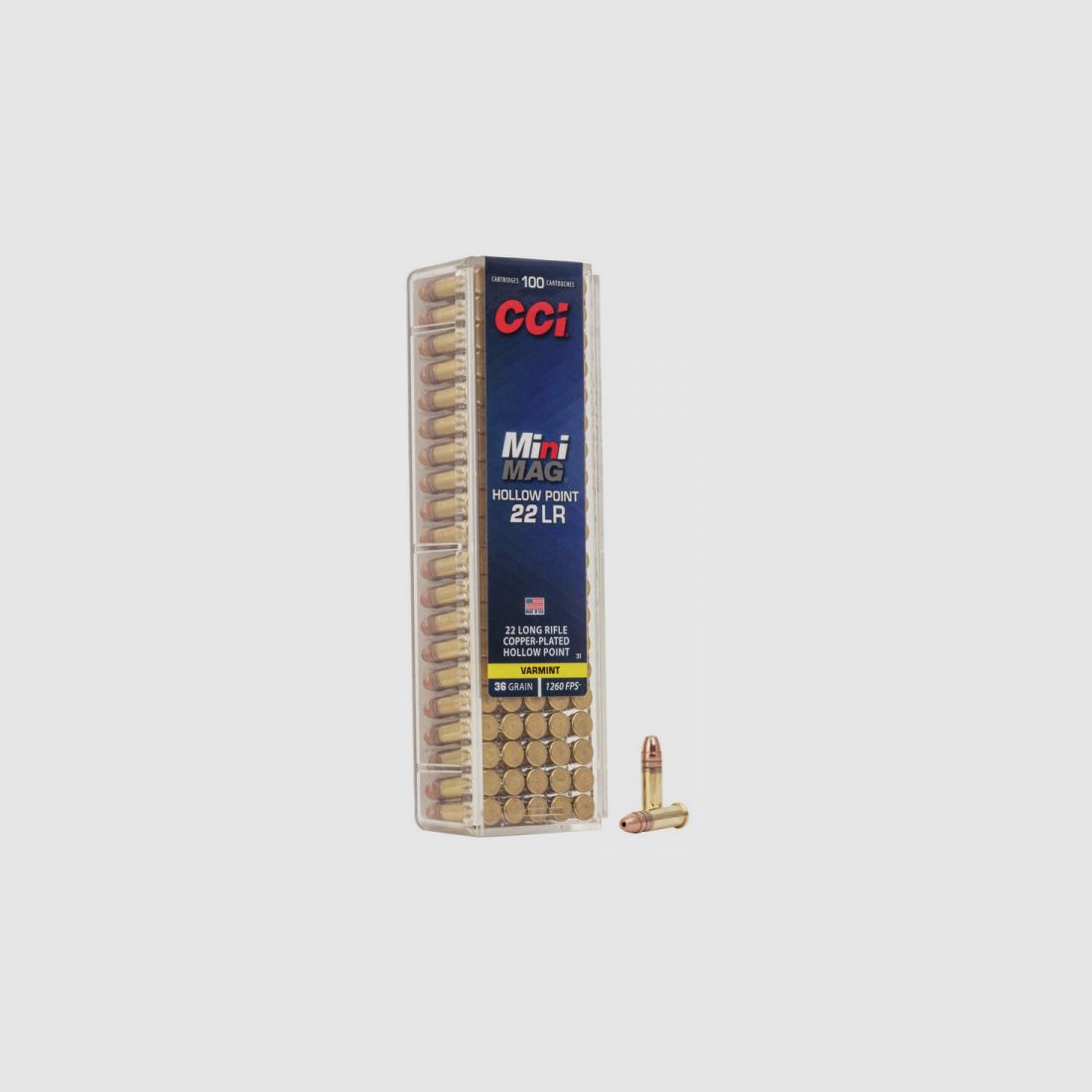 CCI MINI MAG CPHP - VERKUPFERT - HOLLOW POINT - 36GRS. - 100 SCHUSS