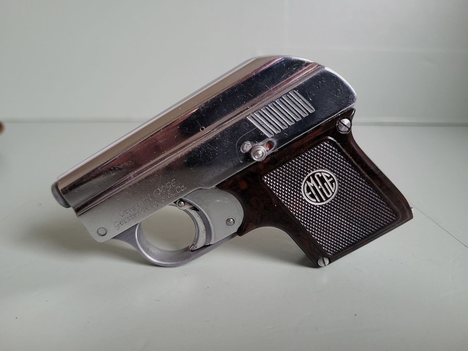 Rare Old Gas Pistol Blank Firing Pistol - ORIGINAL EM-GE Gerstenberger & C0 Model . 6 Patent - 1950s