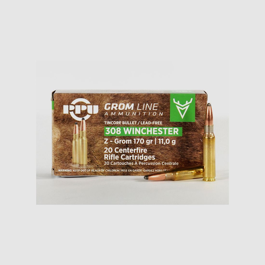 PPU .308 Winchester Z-GROM 170 grs 1 verpakking (20 schoten à €1,595*)