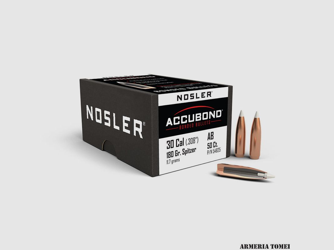 GESCHOSSE – NOSLER – ACCUBOND 30 Kal. (.308″) Spitzgeschoss 180gr (11,7 Gramm) (50 Stk.)