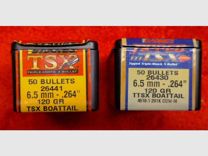 6,5mm Barnes TSX/TTSX 120gr Geschosse Dia.264 95 Stück