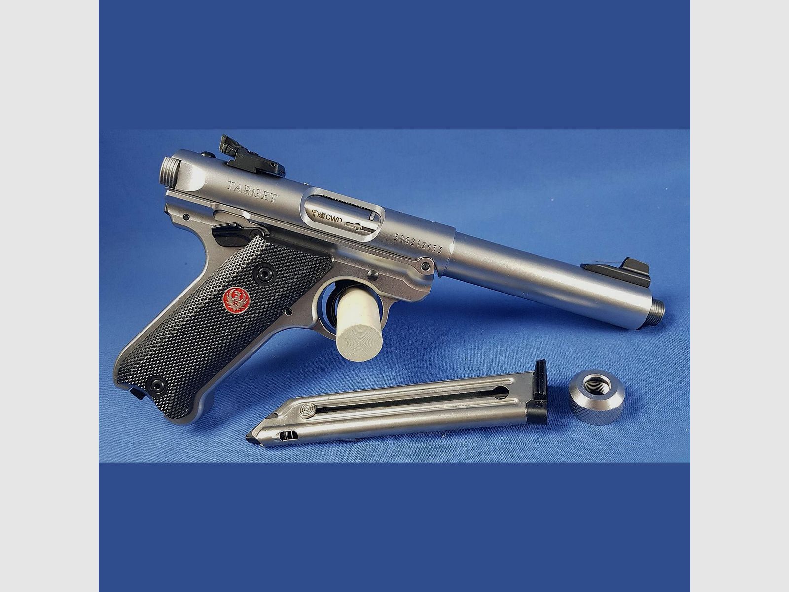 Ruger Mark IV Target Threaded Bull Kal. .22lr, Stainless, Synthetic Grip 5,5″, Bild 2 von 7