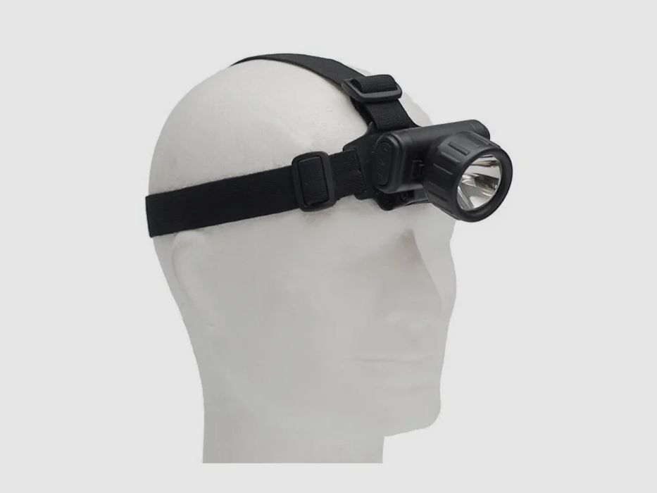 Stirnlampe / Kopflampe Schwarz - wasserdicht + klappbar