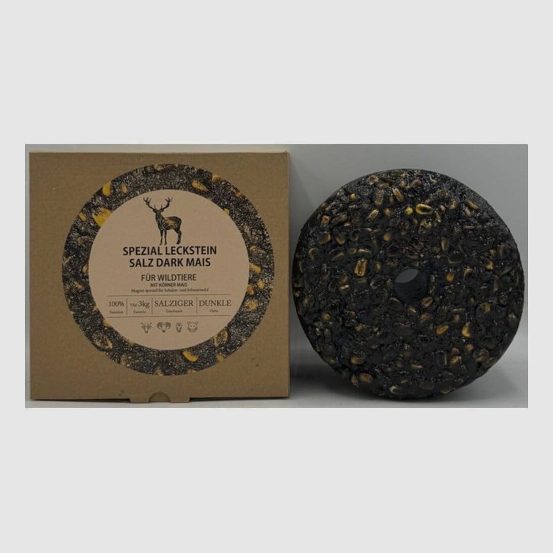 Wildlutscher Spezial Leckstein Salz Dark Mais