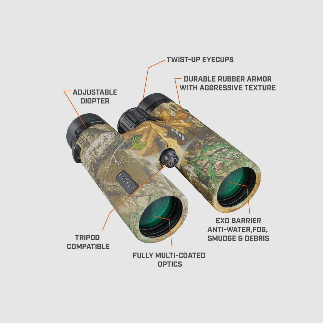 Bushnell Fernglas Engage 'X' 10x42mm, Real Tree, EDX, FMC, bleifrei