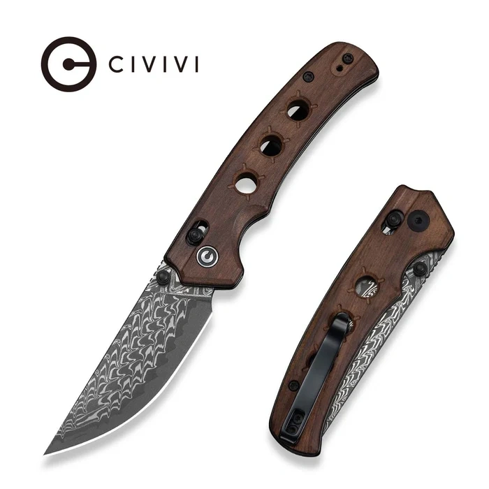 Civivi Noctis Guibourtia Wood Damascus Folding Knife (C24020C-DS1)