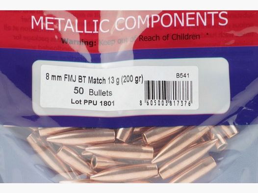 50 pieces PPU bullets .323 / 8mm in 200 grain / 13 grams VM BT Match Line