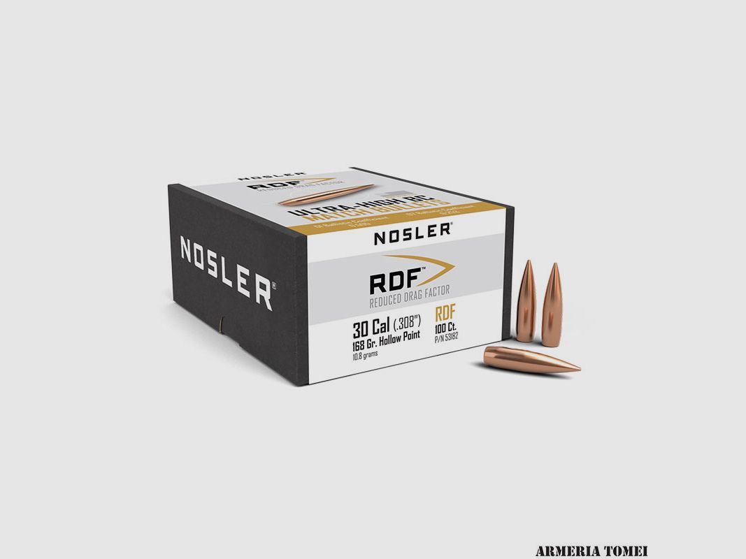 RELOADING BULLE – NOSLER – 30 Cal. (.308″) 168gr 10.8 grams RDF (100 pcs) -53182