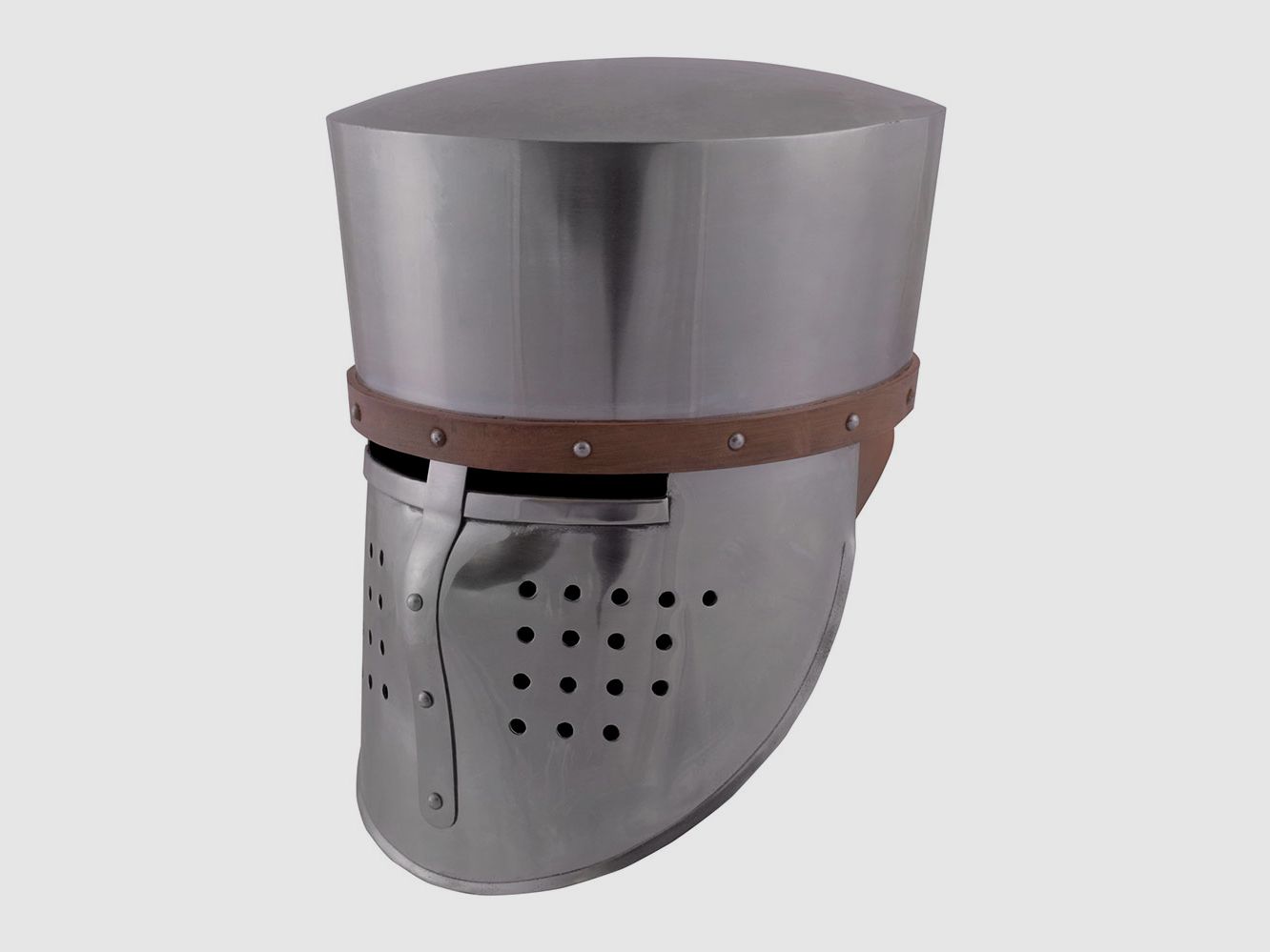 Crusader pot helmet including leather lining
