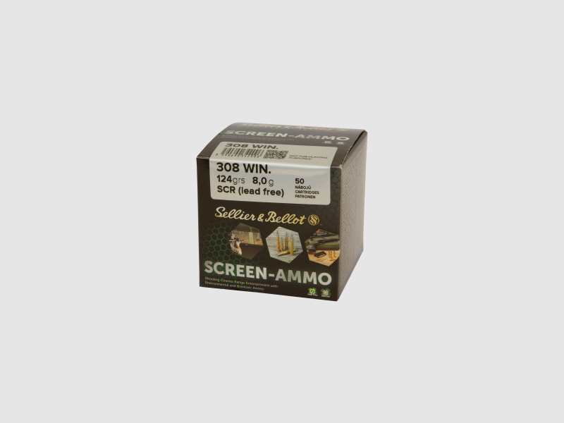 S&B Büchsenmunition SCREEN-Ammo .308 Win. 8 g / 123 gr Screen (Lead Free) Schüttpackung mit 5