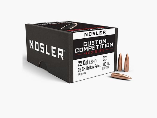 NOSLER CUSTOM COMPETITION .22/.224 HPBT 69grs 100pcs