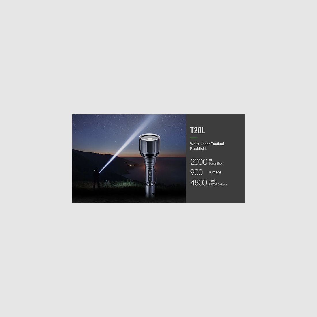 Tactical LED Flashlight T20L, 900 Lumens (including battery), image 6 of 9
