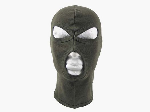 Balaclava, 3-Loch, dünn, oliv, 100 % Baumwolle