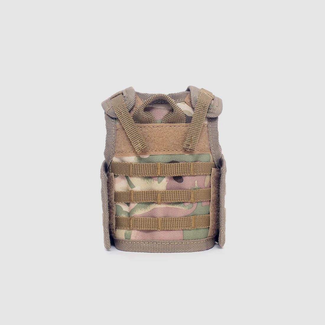 Mini Tactical Schutzweste mit Fronttaschen für Bierflasche / Weinflasche / Thermosflasche - MultiCam