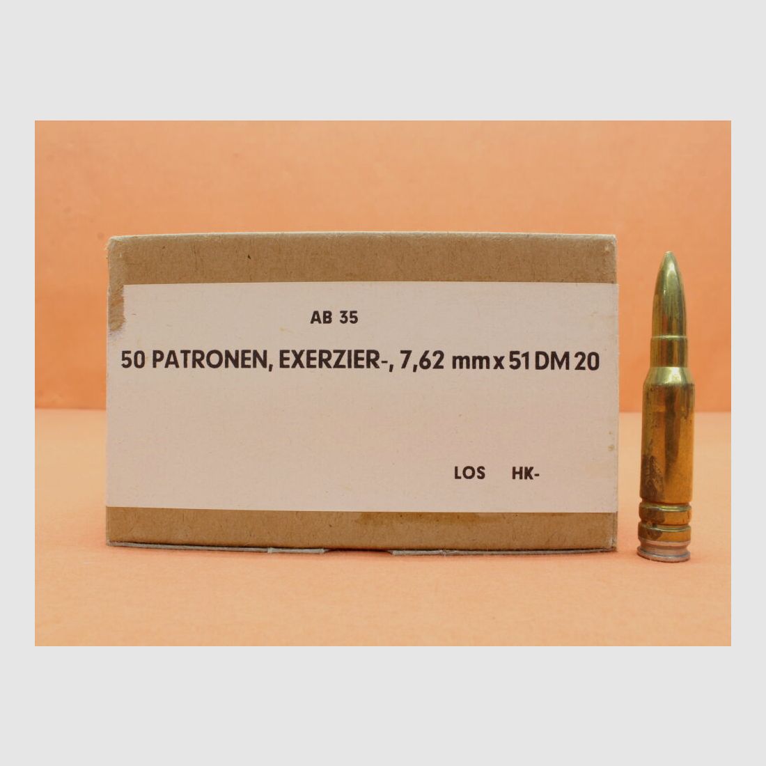 BUND SURPLUS Deko-/Sammlermunition .308Win Exerzierpatrone 7,62x51 BUND/ BGS 50 Stück in Originalverpackung