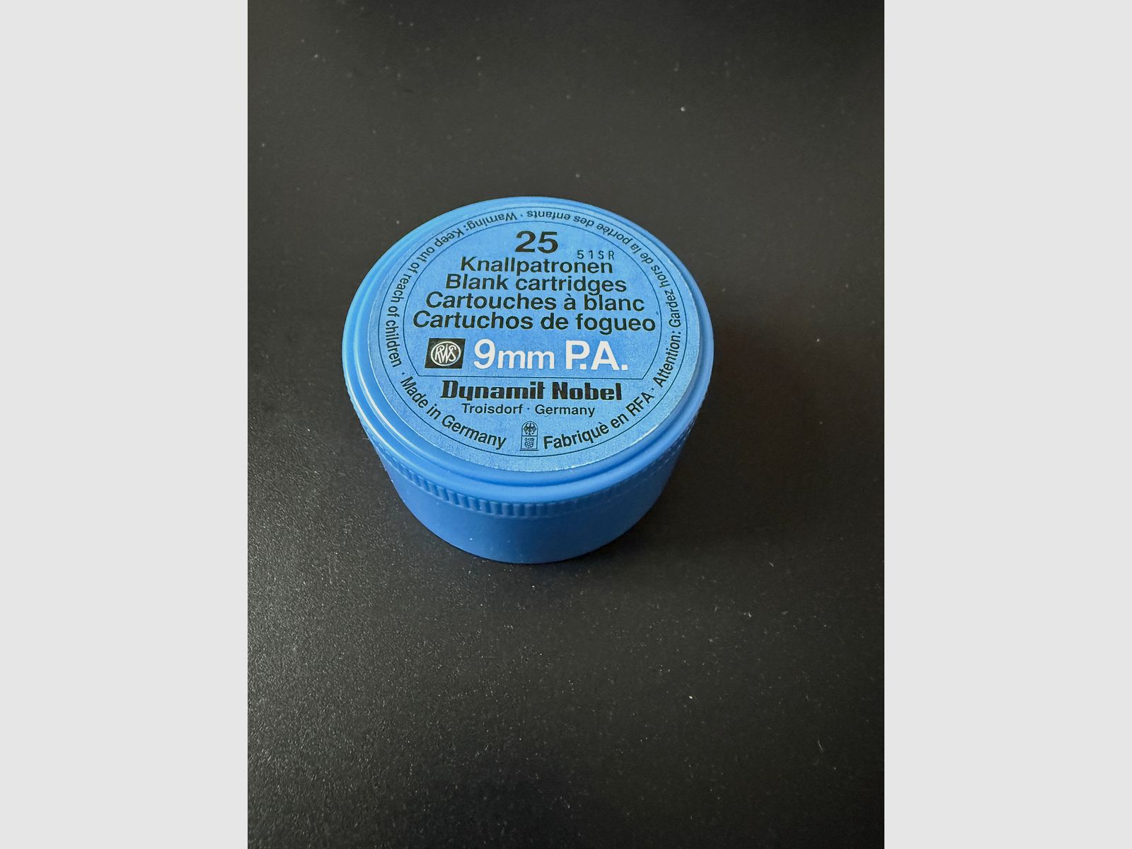 DYNAMIT NOBEL - 25 blank cartridges, bang cartridges, 9mm P.A., Germany