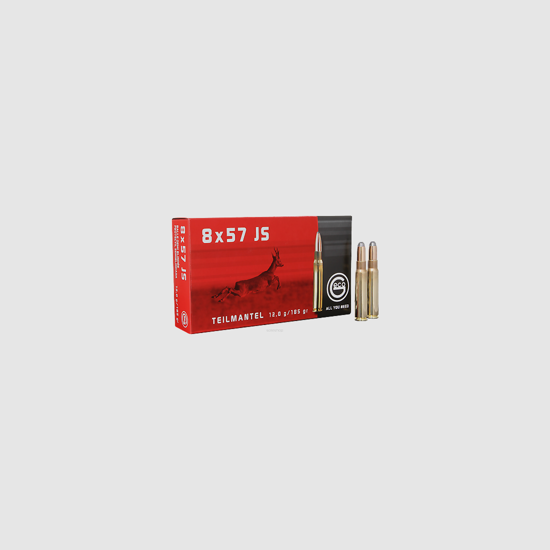 Munición GECO cal. 8x57JS SP TM, 12 g / 185 gr, paquete de 20 unidades
