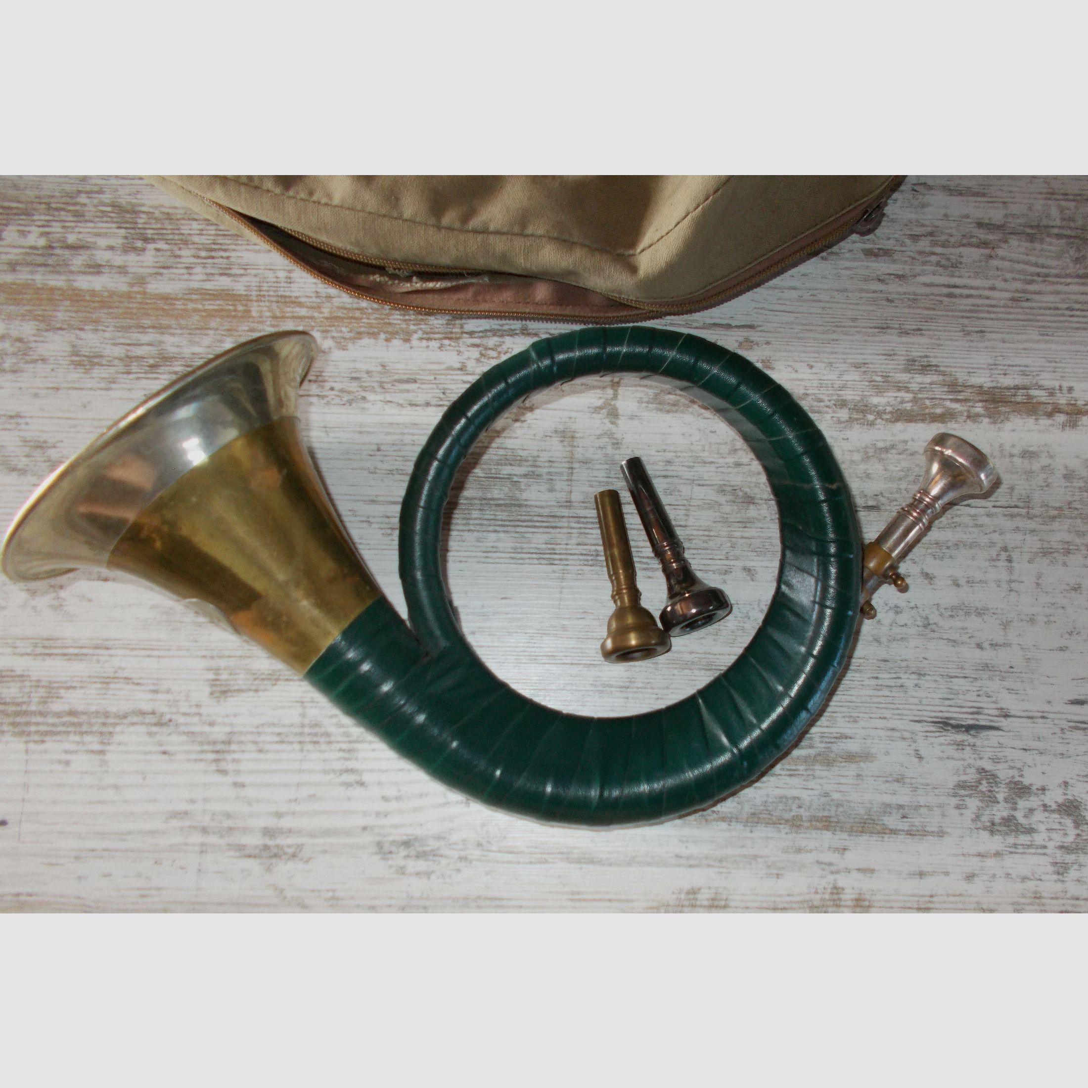 3x Jagdhorn Taschenjagdhorn Fürst Pless ALT aus Nachlass