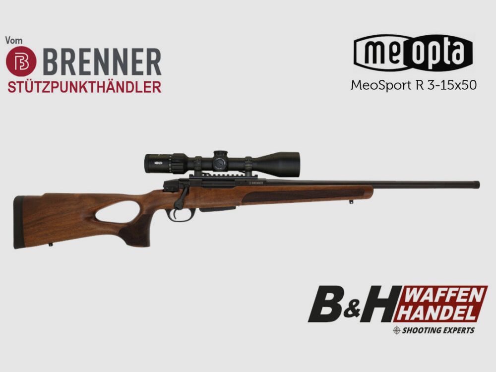 Brenner Komplettpaket: Brenner BR20 Lochschaft mit Meopta MeoSport 3-15x50 (Parallaxe Verstellung)