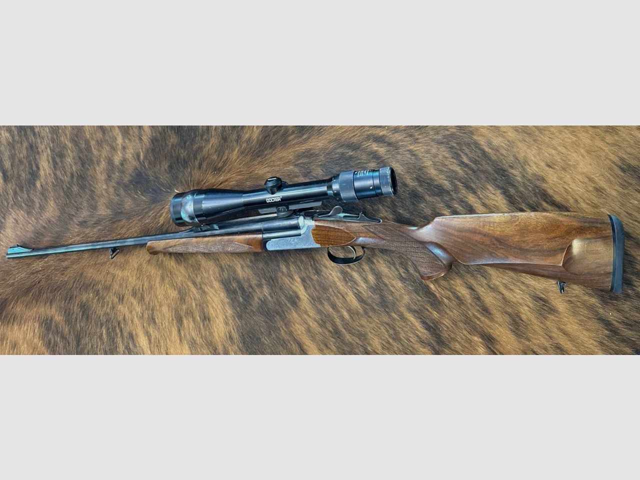 SABATTI SKL 98 DL Einzellader Kipplaufbüchse Kaliber 6,5x57R mit Zieloptik Docter 2,5-10x48, Absehen 4