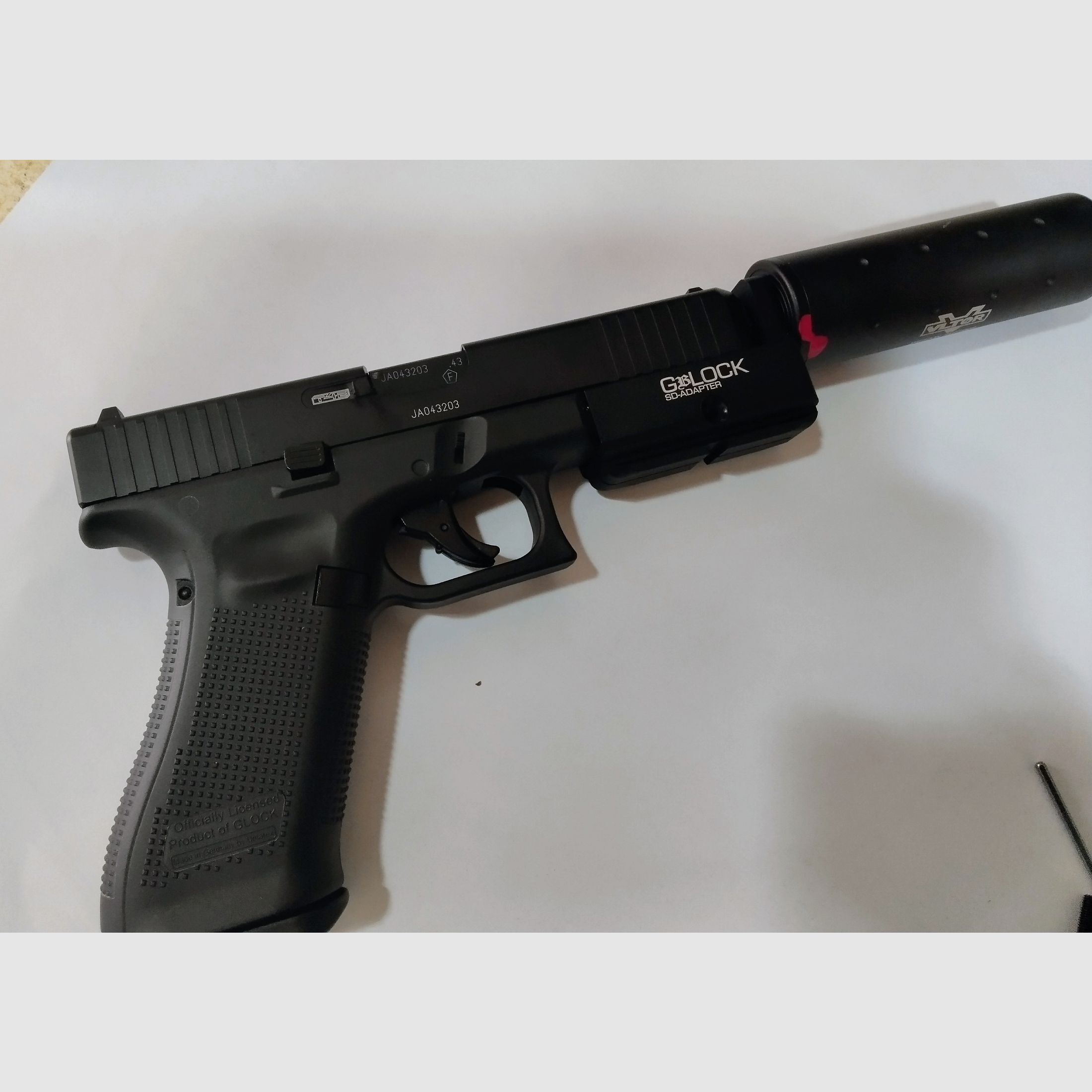 GbLOCK-adapter voor Glock 17 T4E kaliber 0,43 om een demper te installeren