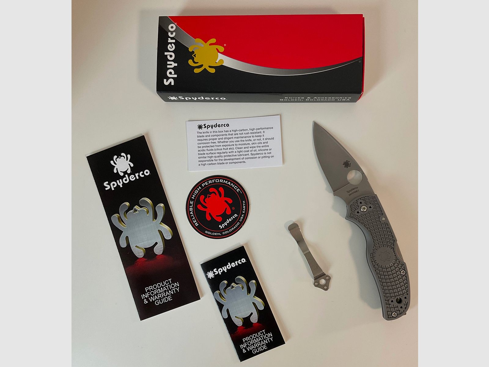 Spyderco Native 5 Maxamet C41GY5 Folder, FRN grau mit Deep Carry Clip von Lynch