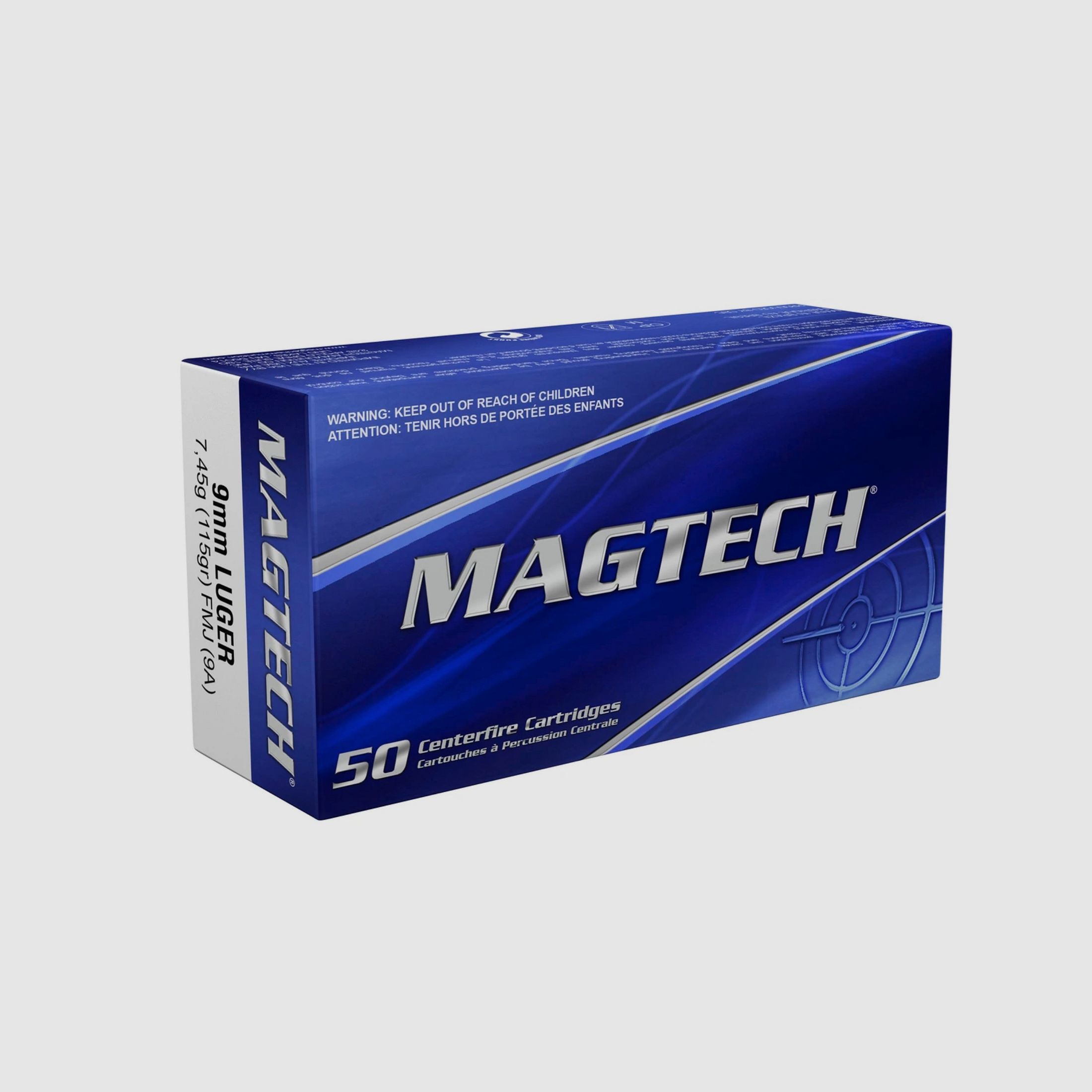 Magtech 144800 9 mm Luger Vollmantel 7,45g/115grs. Pistolenmunition