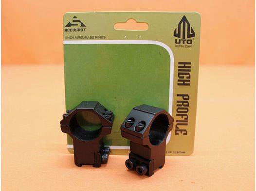 UTG - Leapers UTG Accushot Montageringe 1" High (RGPM-25H4) Alu schwarz matt für 11-13mm Prismenschiene BH=21mm