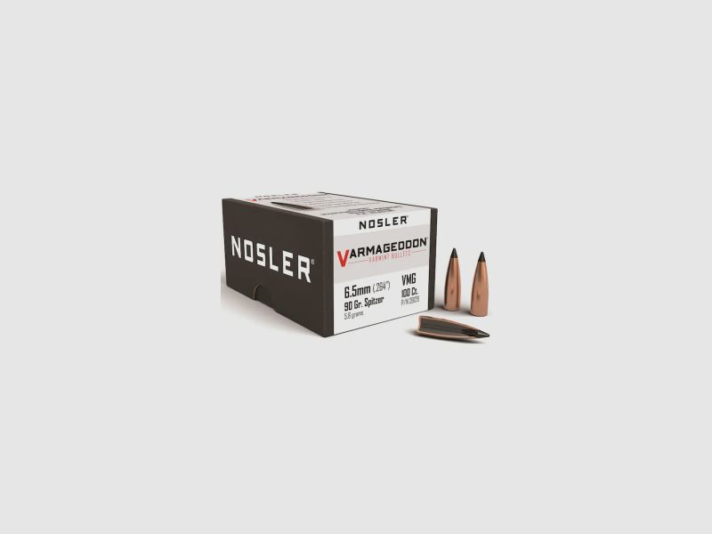 Nosler Geschoss 6,5mm/.264 Varmageddon 90GR Teilmantel Tipped Flat Base 100 Stück