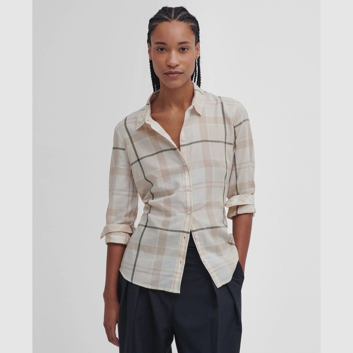 BARBOUR Bluseee Bredon Winter White/Loden Tartan