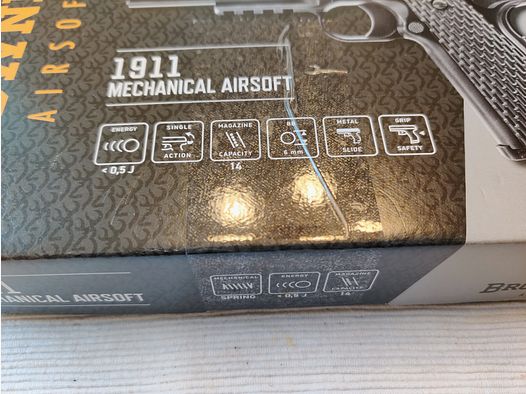 Browning 1911 Airsoft scivolo in metallo 0,5 J NUOVO 2 anni di garanzia